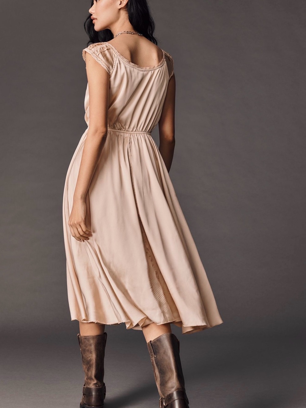 Anthropologie Sleeveless Neutral Button-Front Midi Dress - Picture 2 of 3